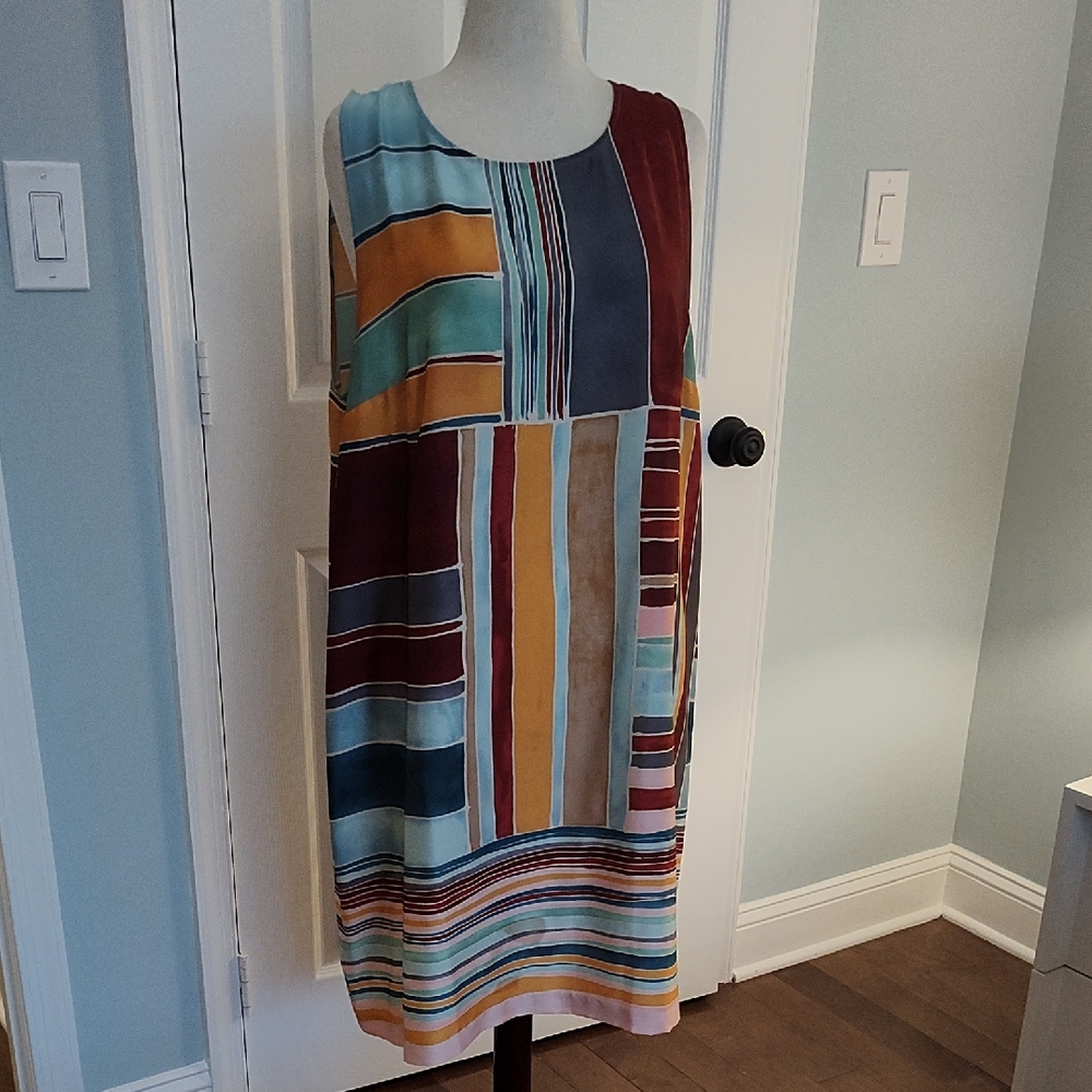 LOFT Multicolor Striped Midi Dress